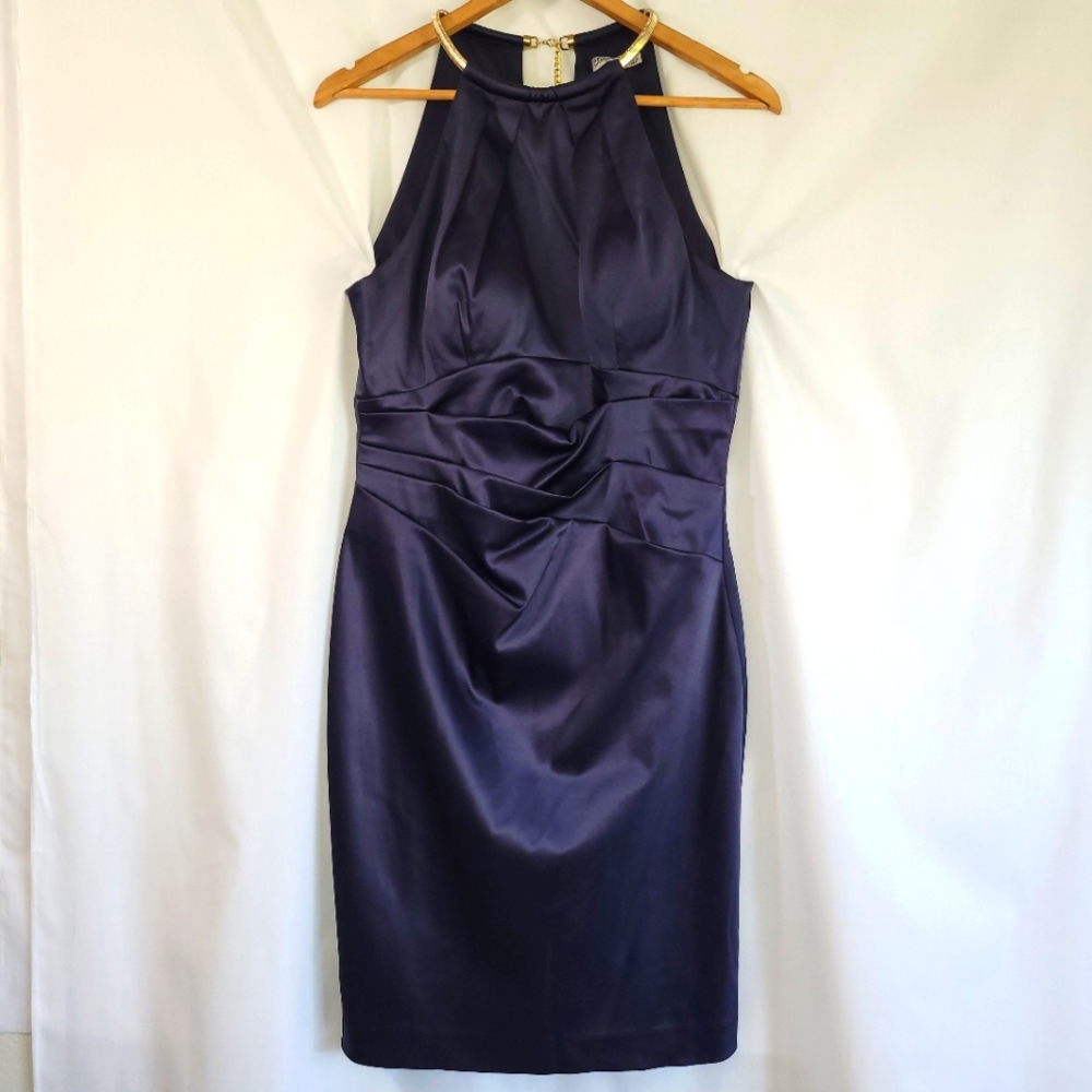 Eliza J Satin Halter Midi Dress 10
